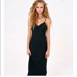 UO Black Satin MIDI Dress (NWT)